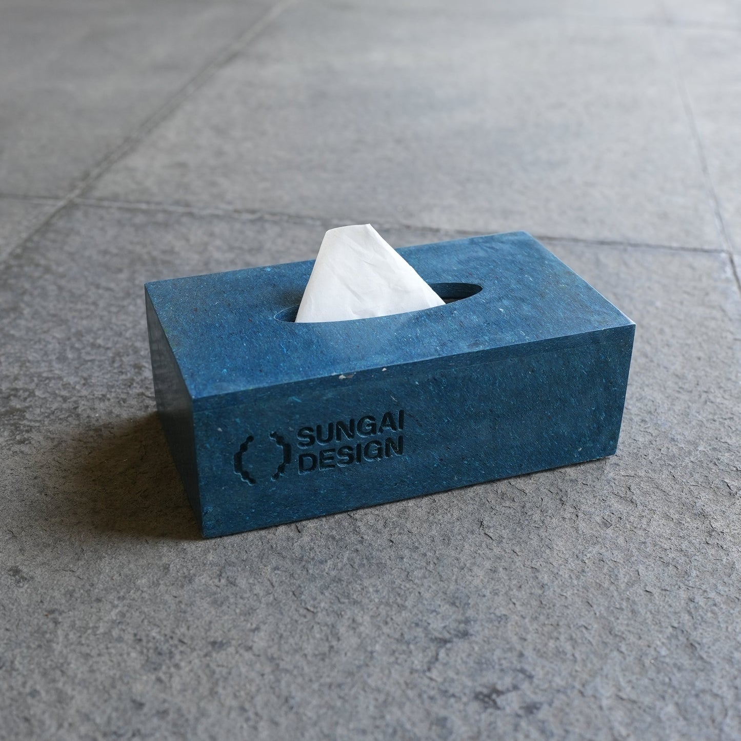 Kotak Tissue Box Cover Ocean Blue – "Made from Bali River Plastic"