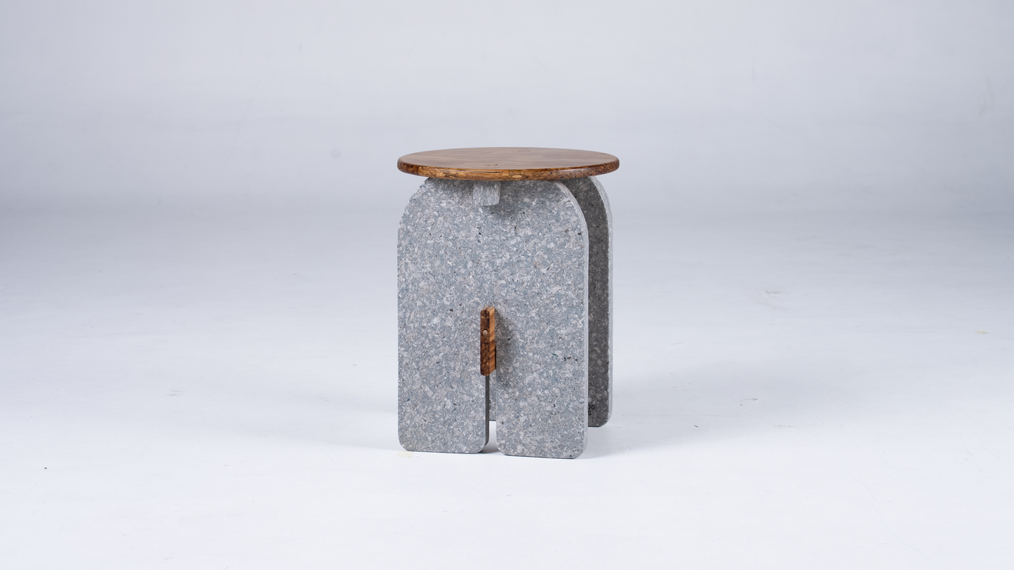 Muara Stool Reclaimed Edition Pebble White