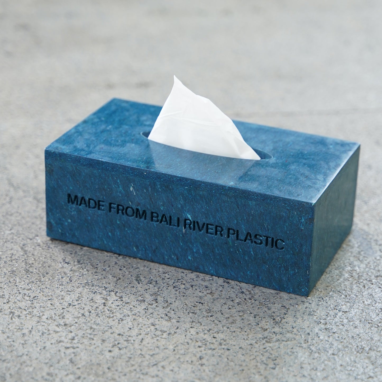 Kotak Tissue Box Cover Ocean Blue – "Made from Bali River Plastic"