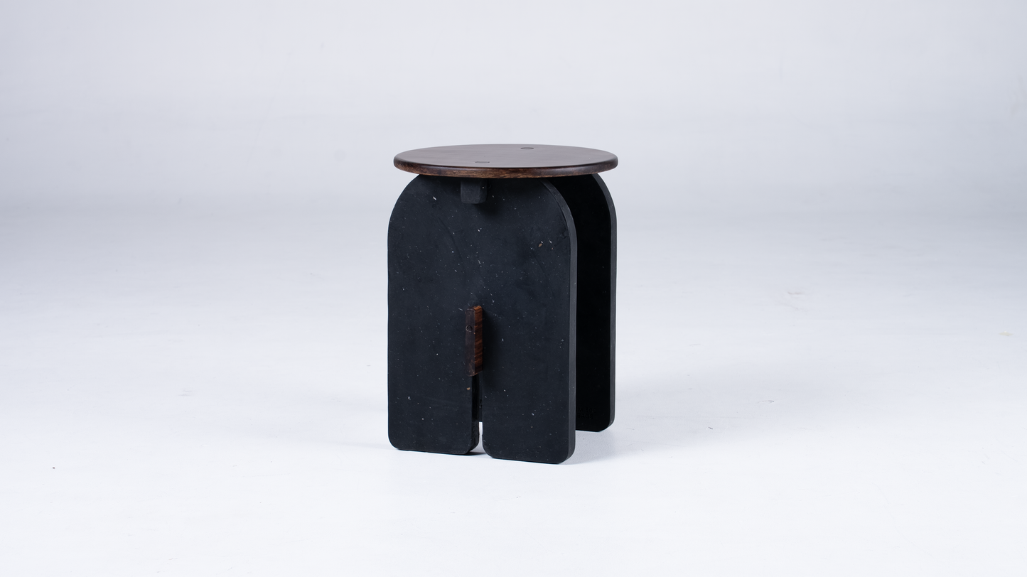 Muara Stool Reclaimed Edition Granite Black